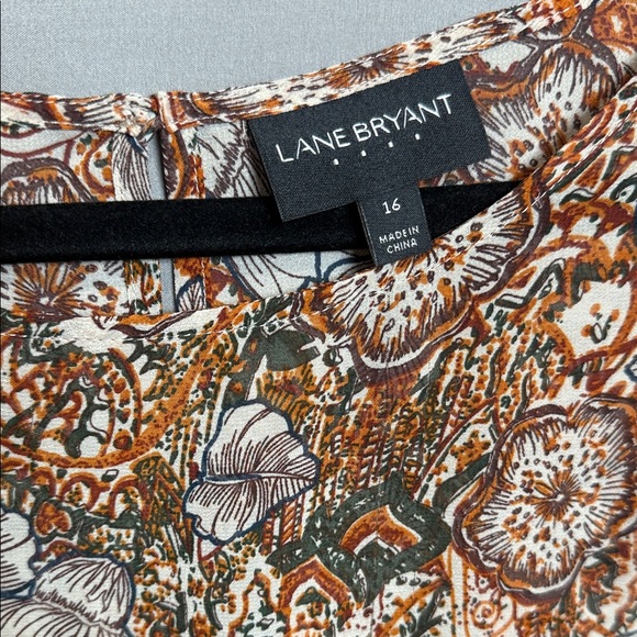 Lane Bryant Floral Boho Blouse Size 16 Plus Ruffle Sleeve Peasant Top - Picture 3 of 9